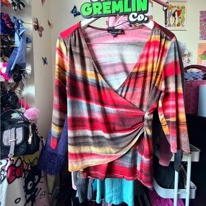 Multicolor Striped Wrap Top